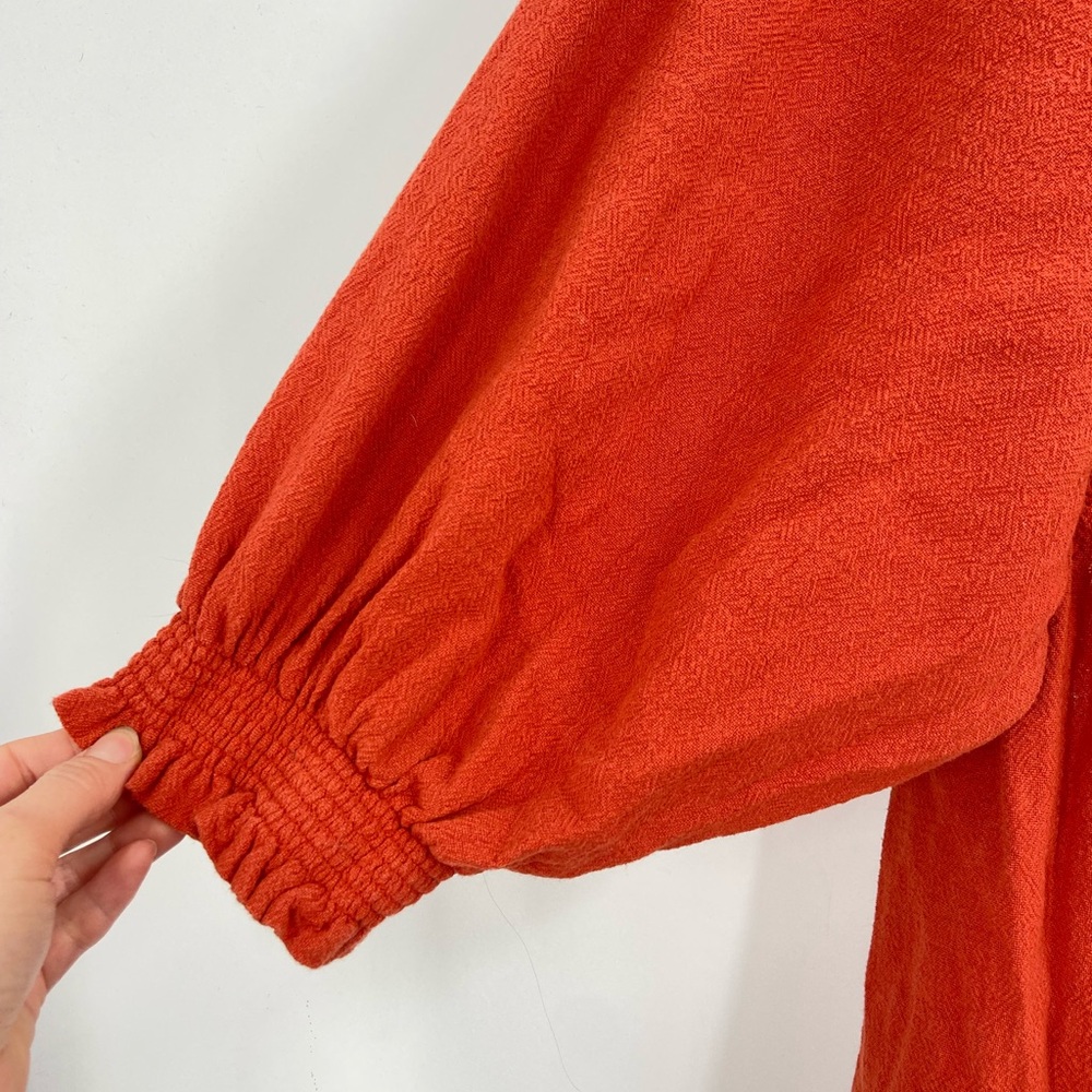 Free People This Is Everything Smocked Burnt Orange Mini Dress Large - Picture 2 of 8
